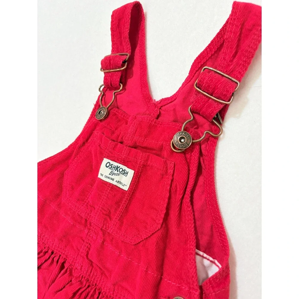 OshKosh Bgosh Toddler Girls 2T Red Corduroy Overall Jumper Dress